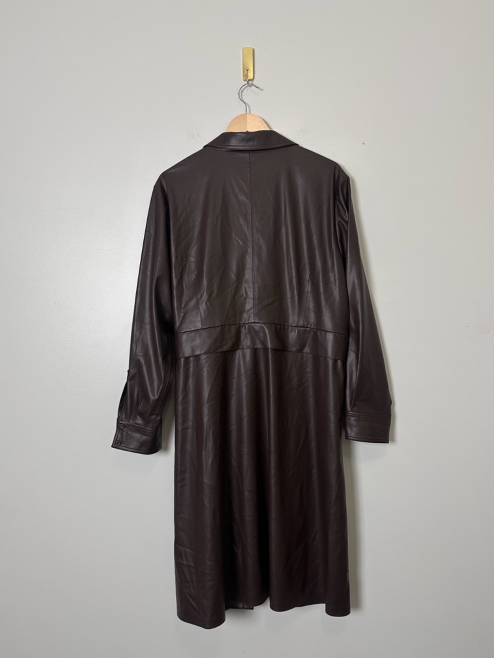 KOBI HALPERIN Dixie Faux Leather Shirtdress Brown XXL NWT Belted Designer Dress - Picture 9 of 15